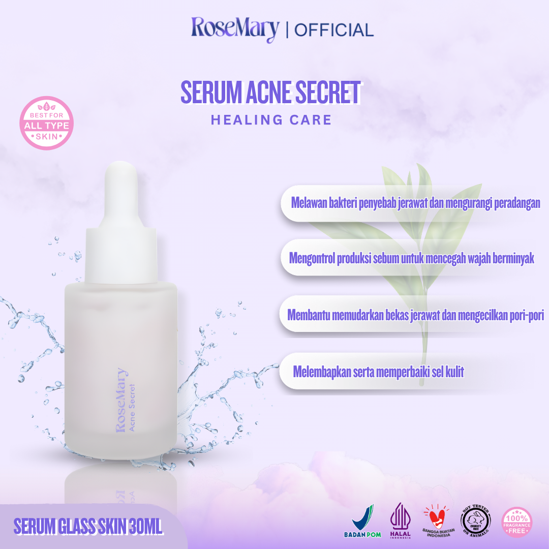 ROSEMARY Acne Secret Serum| Face Serum Oily Skin Menyembuhkan Jerawat Menenangkan Wajah Mengontrol Minyak Anti Inflamasi Anti Oksidan