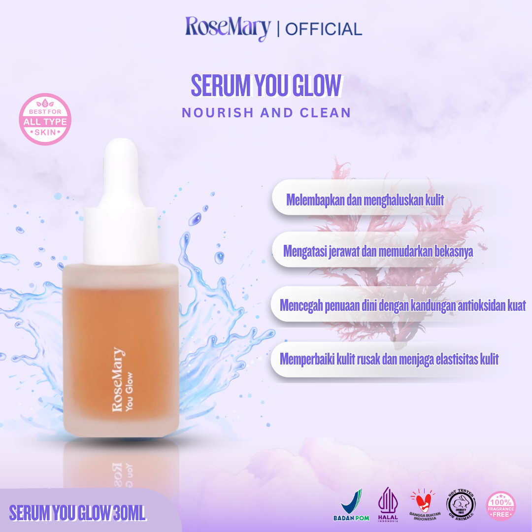 ROSEMARY Serum You Glow Serum Wajah Mencerahkan Wajah Mengatasi Jerawat Anti Aging Sensitif Tidak Iritasi Soothing
