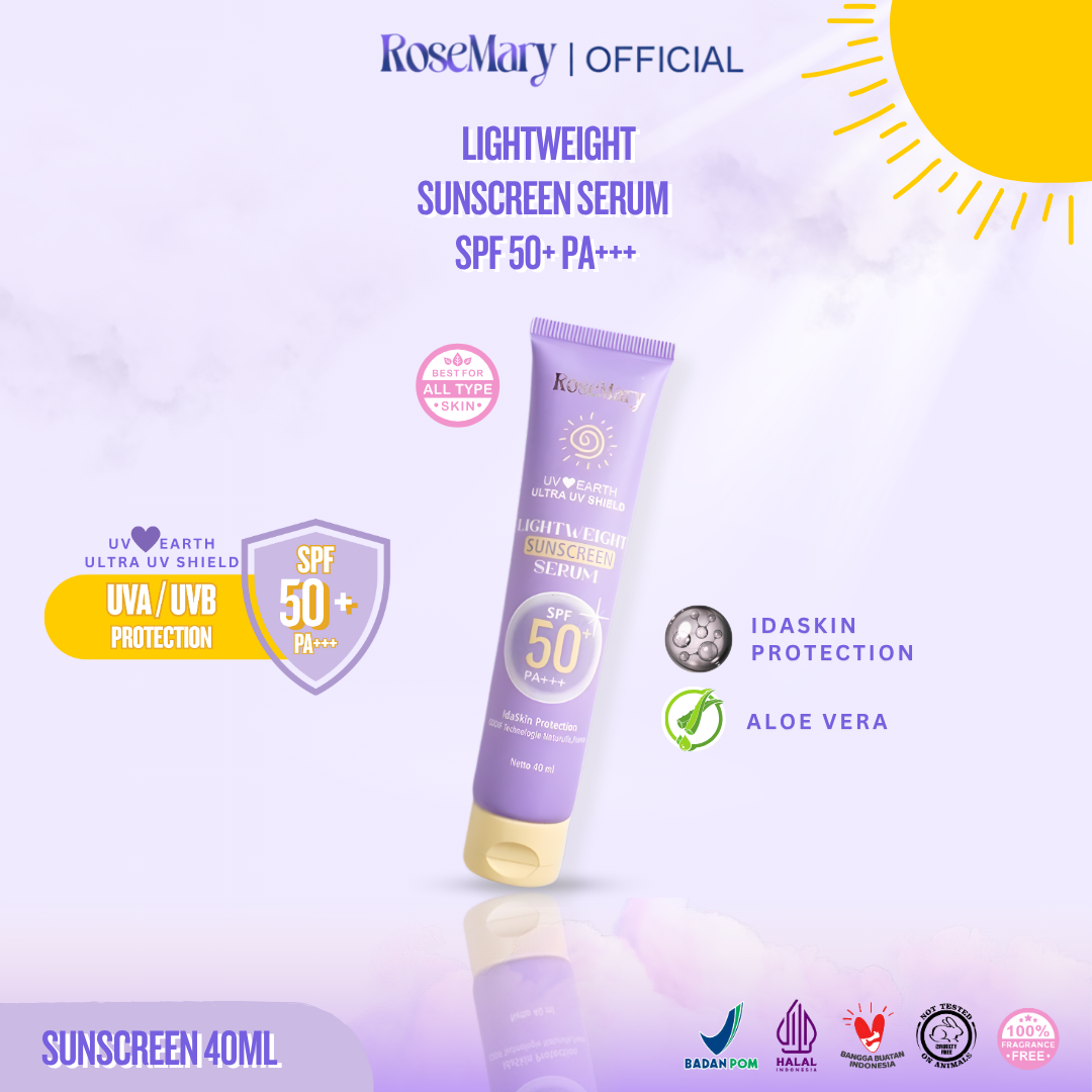 Rosemary LightWeight Sunscreen Serum Spf 50+ PA+++ 40ml Tidak Lengket Ringan Melembabkan Kulit