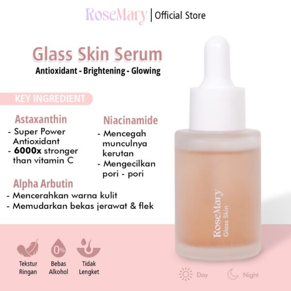 ROSEMARY Glass Skin Serum PERAWATAN WAJAH Brightening Whitening Regenerasi Antioksidan Pelembab Jerawat Noda Hitam Kerut Merah Iritasi - Image 2