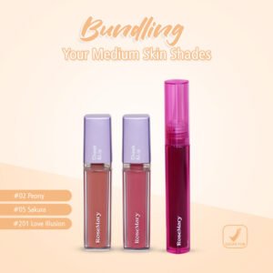 Rosemary Bundling Your Medium Skin Shades MAKE UP MULTI FUNCTION LIP CREAM BLUSH ON EYESHADOW TINT TAHAN LAMA DAILY NATURAL FORMAL LOOK ANTI CRACK NON DRY GLOW UP