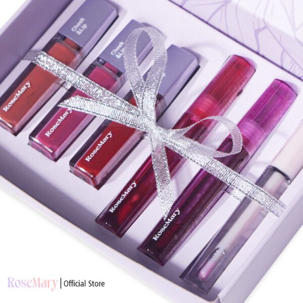 Rosemary Bundling Gift Box Lipcream Multifungsi Blush On Eyeshadow Make Up Glossy Plumpy Lips Natural Daily Look Watertint Lip Oil Lip Serum