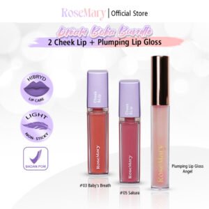 ROSEMARY Dream Boba Bundle BLUSH ON Eye Shadow Lip Cream Make Up Multifungsi Semi Matte Vivid Daily Look Natural Formal Skin Tone Gloss Pelembab Glow Ombre TAHAN LAMA