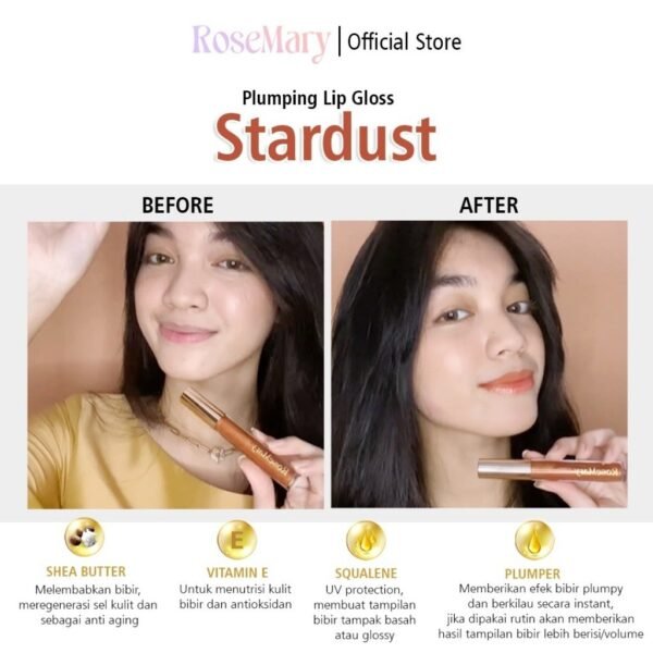 ROSEMARY Plumping Lip Gloss Stardust |Hydrating Plumping Gloss Moisturizing Lipgloss Filler Volume - Image 5