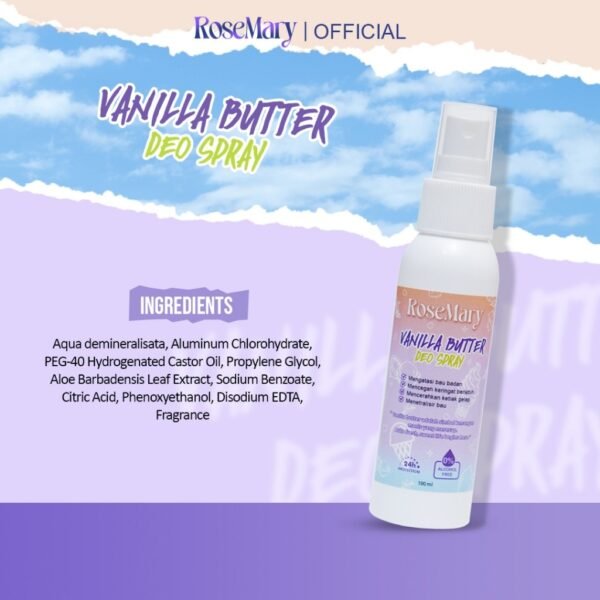 Rosemary Vanilla Butter Deo Spray | Deodorant Spray| Deodoran Tawas |  Anti Bau Badan - Image 3