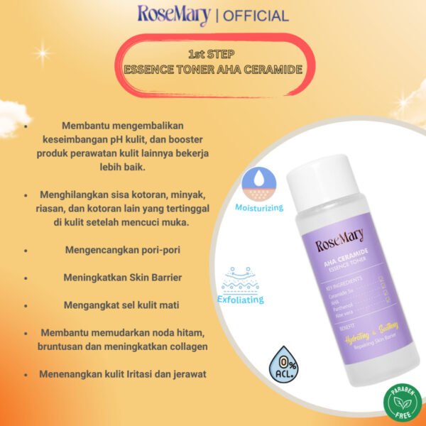 ROSEMARY- 5 Pcs Paket-Skincare Glowing Bundle Serum Moisturizer Gel Toner Sunscreen Powder Cream ACNE Bruntusan Brightening Kusam Radang Merah Minyak Komedo Regenerasi Halus Fresh Sleeping Mask Noda Hitam - Image 2