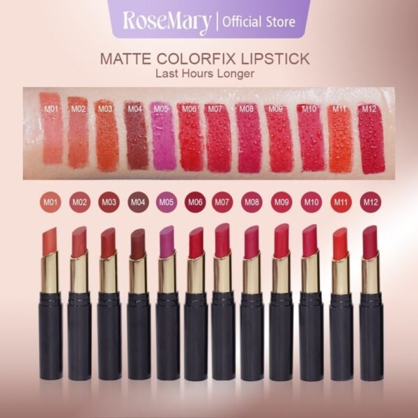 ROSEMARY Matte Colorfix - Lipstik Tahan Lama | Lipstik Matte | Pewarna bibir | Bibir Lembab Color Sensational Ultimatte Lipstick Make Up 2.7gr Lipstick Dengan Formula Ringan & Nyaman - Image 5