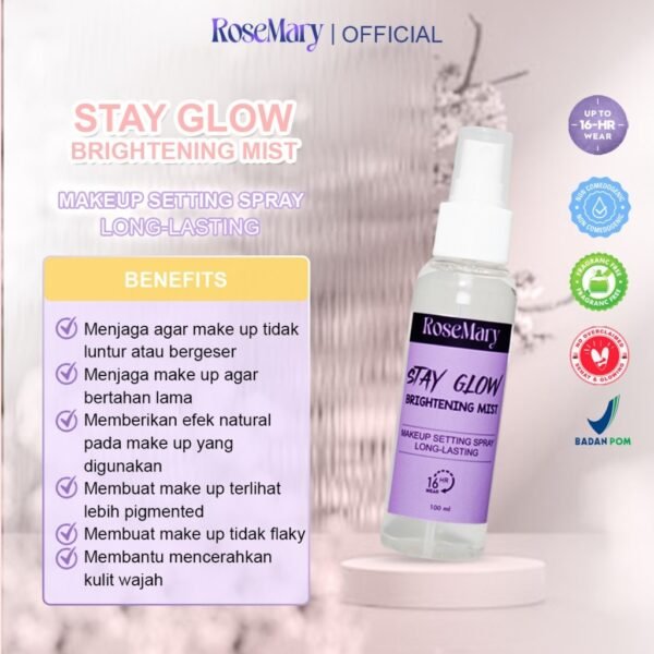 ROSEMARY Setting Spray - Stay Glow Long-Lasting Make Up Brightening Mist | Setting Spray | Face Mist akeup Setting Spray Matte Fix Smooth Matte Finish Triple-Proof Makeup Lock Oil - Image 9