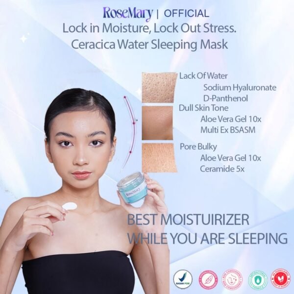 Rosemary Ceracica Water Sleeping Mask Melembabkan Perbaiki Skin Barrier Redakan Iritasi Glowing - Image 2