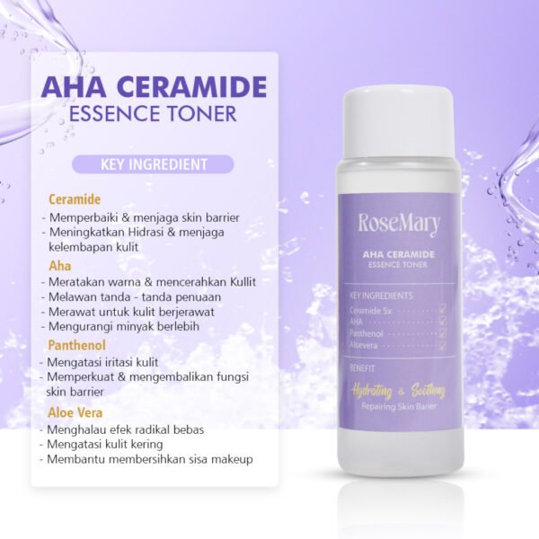 ROSEMARY AHA Ceramide Essence Toner 100 ml | Brightening Toner | Soothing Toner | Barrier toner | Exfoliating toner toner badan face mist hydrating AHA Toner - Image 2