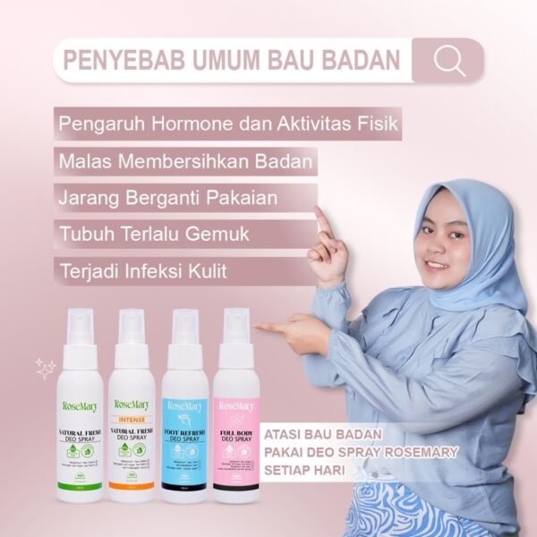 Rosemary Natural Fresh Deo Spray Deodoran Spray Deodorant Tawas Mencegah Bau Ketiak Non Alkohol TIDAK LENGKET KERING CERAH KONTROL KERINGAT BADAN KAKI TAHAN LAMA - Image 8