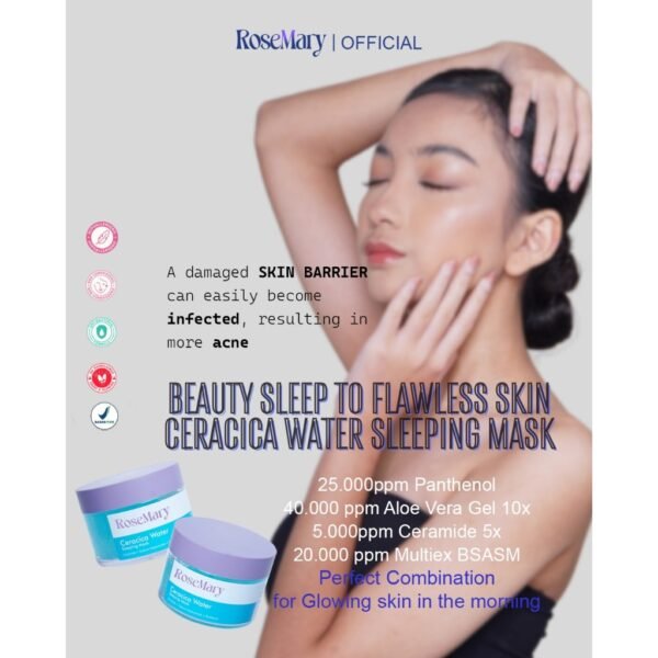 Rosemary Ceracica Water Sleeping Mask Melembabkan Perbaiki Skin Barrier Redakan Iritasi Glowing - Image 3