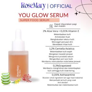 ROSEMARY Serum You Glow Serum Wajah Mencerahkan Wajah Mengatasi Jerawat Anti Aging Sensitif Tidak Iritasi Soothing