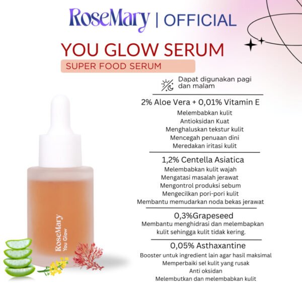 ROSEMARY Serum You Glow Serum Wajah Mencerahkan Wajah Mengatasi Jerawat Anti Aging Sensitif Tidak Iritasi Soothing