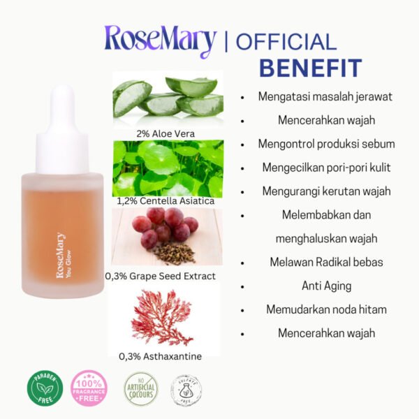 ROSEMARY Serum You Glow Serum Wajah Mencerahkan Wajah Mengatasi Jerawat Anti Aging Sensitif Tidak Iritasi Soothing - Image 4