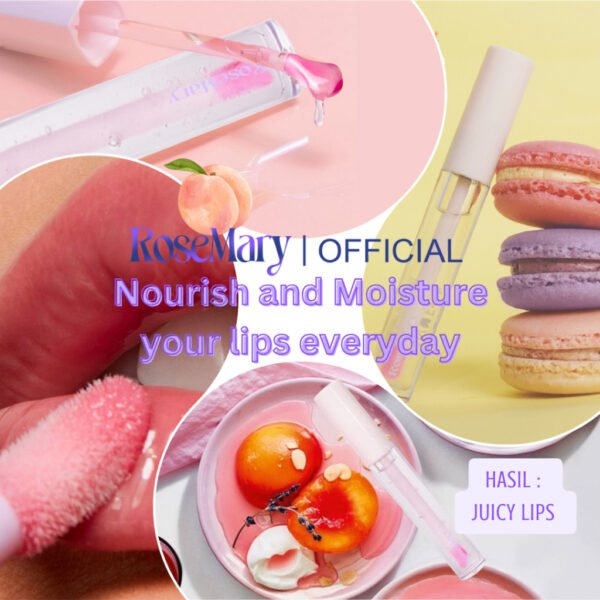 Rosemary Velvet Lip Oil Serum Tint UV Love Earth VITAMIN PELEMBAB GLOSSY CEGAH KERING NATURAL DAILY LOOK TAHAN LAMA Lip Serum - Image 4