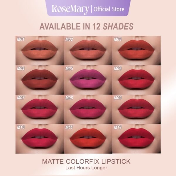 ROSEMARY Matte Colorfix - Lipstik Tahan Lama | Lipstik Matte | Pewarna bibir | Bibir Lembab Color Sensational Ultimatte Lipstick Make Up 2.7gr Lipstick Dengan Formula Ringan & Nyaman - Image 4