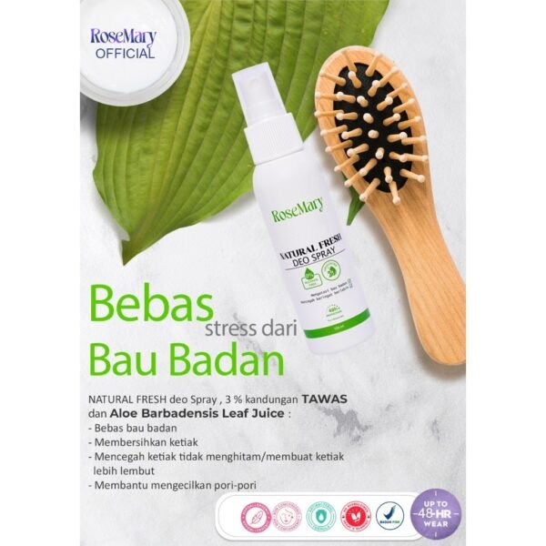 Rosemary Natural Fresh Deo Spray Deodoran Spray Deodorant Tawas Mencegah Bau Ketiak Non Alkohol TIDAK LENGKET KERING CERAH KONTROL KERINGAT BADAN KAKI TAHAN LAMA - Image 2