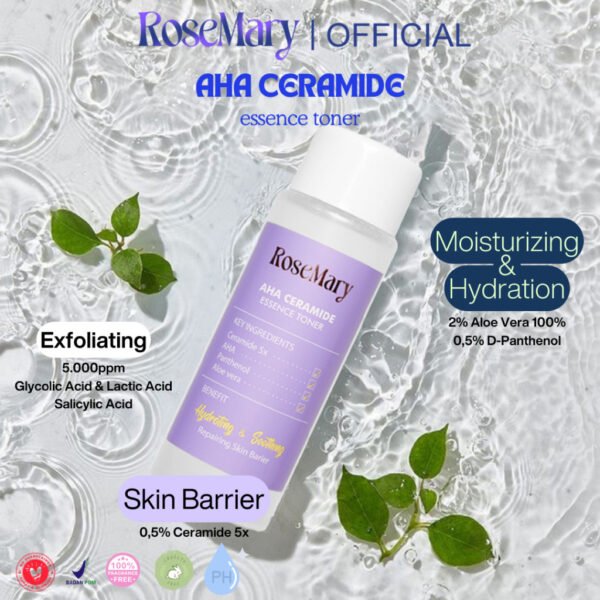 ROSEMARY AHA Ceramide Essence Toner 100 ml | Brightening Toner | Soothing Toner | Barrier toner | Exfoliating toner toner badan face mist hydrating AHA Toner - Image 6