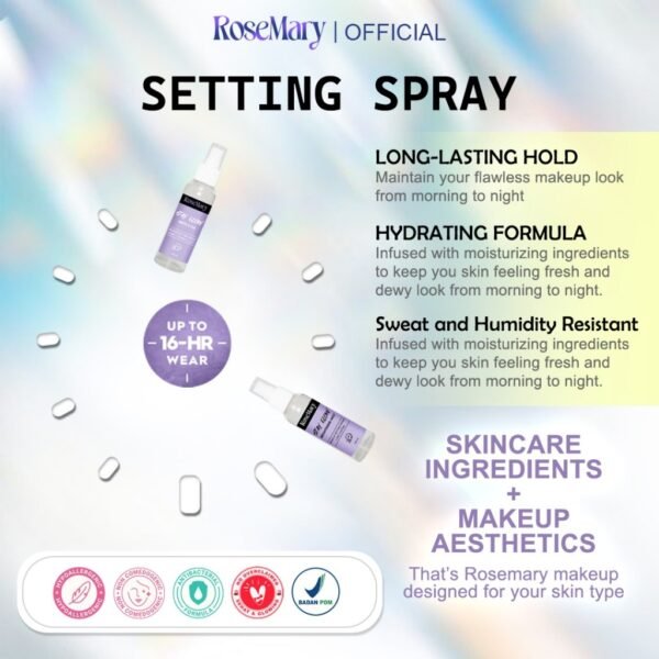 ROSEMARY Setting Spray - Stay Glow Long-Lasting Make Up Brightening Mist | Setting Spray | Face Mist akeup Setting Spray Matte Fix Smooth Matte Finish Triple-Proof Makeup Lock Oil - Image 7