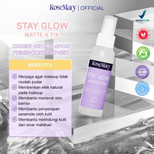 ROSEMARY Setting Spray - Stay Glow Long-Lasting Make Up Brightening Mist | Setting Spray | Face Mist akeup Setting Spray Matte Fix Smooth Matte Finish Triple-Proof Makeup Lock Oil - Image 8
