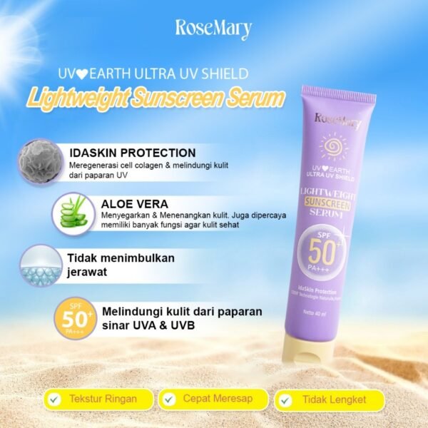 Rosemary LightWeight Sunscreen Serum Spf 50+ PA+++ 40ml Tidak Lengket Ringan Melembabkan Kulit - Image 5