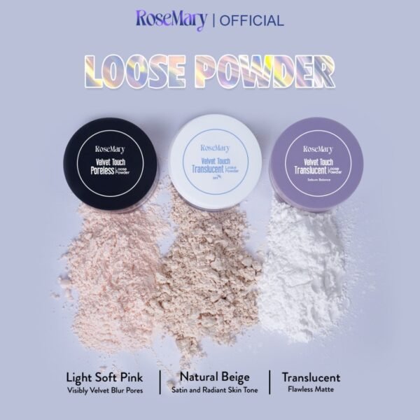 Rosemary Velvet Touch Loose Powder Silky Smooth Translucent Powder - Bedak Tabur Loose Powder Lembut Ringan Oil Control Menghaluskan Makeup Natural - Image 3