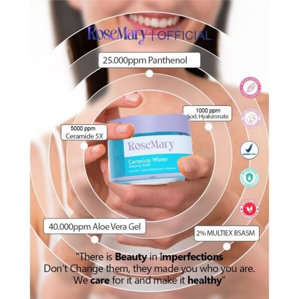 Rosemary Ceracica Water Sleeping Mask Melembabkan Perbaiki Skin Barrier Redakan Iritasi Glowing - Image 4