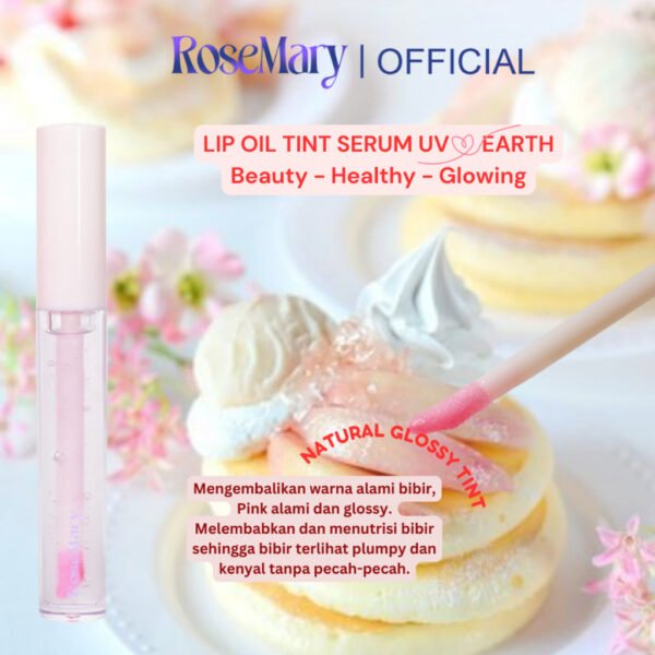 Rosemary Velvet Lip Oil Serum Tint UV Love Earth VITAMIN PELEMBAB GLOSSY CEGAH KERING NATURAL DAILY LOOK TAHAN LAMA Lip Serum - Image 5