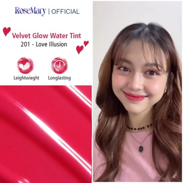Rosemary Velvet Glow Water Tint 201 Love Illussion VITAMIN PELEMBAB BIBIR GLOSSY BEBAS KERING DAILY NATURAL LOOK TAHAN LAMA - Image 2