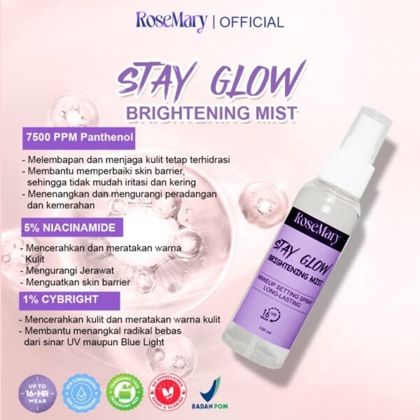 ROSEMARY Setting Spray - Stay Glow Long-Lasting Make Up Brightening Mist | Setting Spray | Face Mist akeup Setting Spray Matte Fix Smooth Matte Finish Triple-Proof Makeup Lock Oil - Image 3