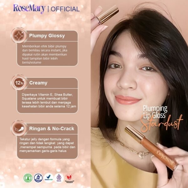 ROSEMARY Plumping Lip Gloss Stardust |Hydrating Plumping Gloss Moisturizing Lipgloss Filler Volume - Image 2