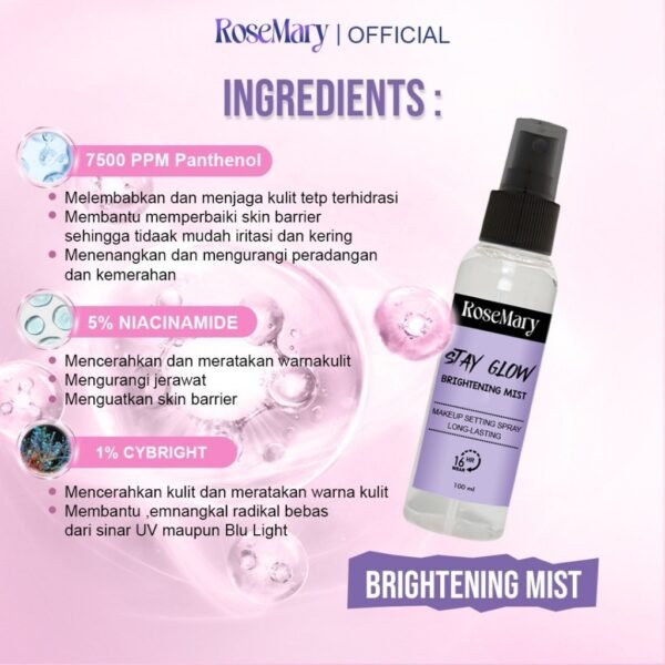ROSEMARY Setting Spray - Stay Glow Long-Lasting Make Up Brightening Mist | Setting Spray | Face Mist akeup Setting Spray Matte Fix Smooth Matte Finish Triple-Proof Makeup Lock Oil - Image 2