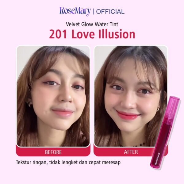 Rosemary Velvet Glow Water Tint 201 Love Illussion VITAMIN PELEMBAB BIBIR GLOSSY BEBAS KERING DAILY NATURAL LOOK TAHAN LAMA - Image 3
