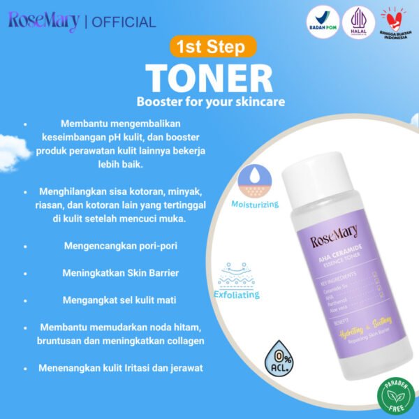 RoseMary 6in1 Skincare Set ACNE BRIGHTENING BARRIER - Toner Serum Moisturizer Sunscreen Powder Spray MAKE UP CEGAH JERAWAT CERAH KULIT GLOWING ANTI AGING REGENERASI TONE UP MASKER - Image 6