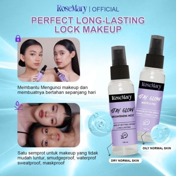 RoseMary 6in1 Skincare Set ACNE BRIGHTENING BARRIER - Toner Serum Moisturizer Sunscreen Powder Spray MAKE UP CEGAH JERAWAT CERAH KULIT GLOWING ANTI AGING REGENERASI TONE UP MASKER - Image 8