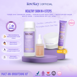 [FREE GIFT] Paket Brightening Skincare Rosemary Official |  Mencerahkan Glowing | Paket-Skincare Set | Toner | Serum | Moisturizer | Paket Perawatan Wajah GEL CREAM Jerawat Kemerahan Noda Hitam Cerah Skin Barrier